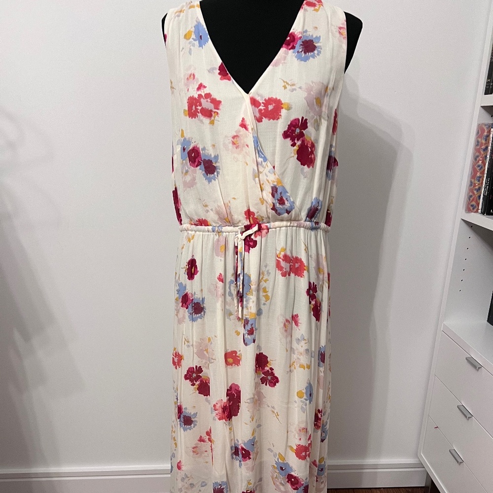 Lucky Brand  Cream Midi Neck Dress